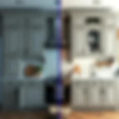 Before and after images of kitchen cabinet doors transformation