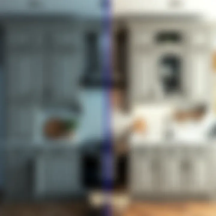 Before and after images of kitchen cabinet doors transformation