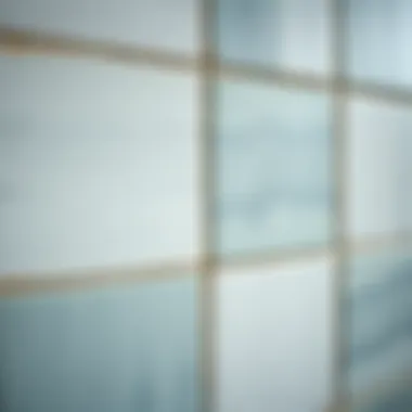 Close-up of painted kitchen tiles with texture