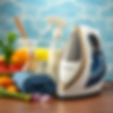 Natural cleaning agents displayed for iron maintenance