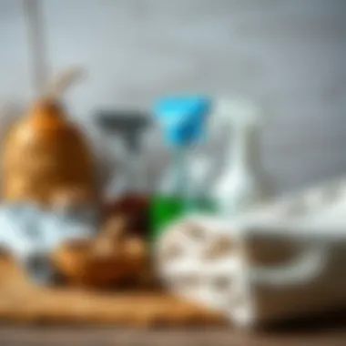 Natural cleaning materials for bamboo rugs arranged neatly