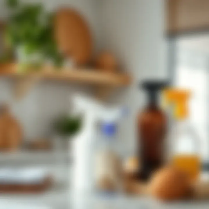 Natural cleaning supplies on a kitchen counter