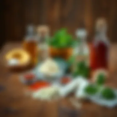 Natural ingredients for stain removal displayed on a wooden table