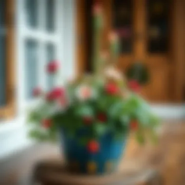 Unique festive flower pot decorated for New Year