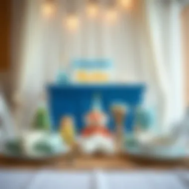 Creative table setting with themed props and personalized items for a newborn gathering.