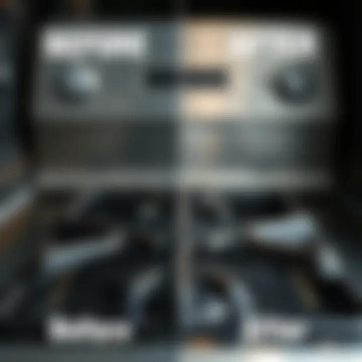 Before and after comparison of a stove grate