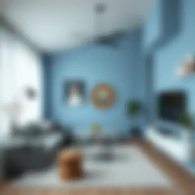 A stylish interior design showcasing open blue accents in decor