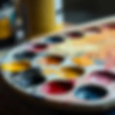 A palette showing thinned oil paints