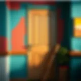 Close-up of a freshly painted panel door showcasing a vibrant color.