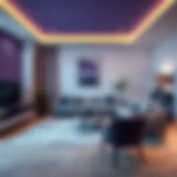 Symbolic representation of Pantone Purple in a modern living room