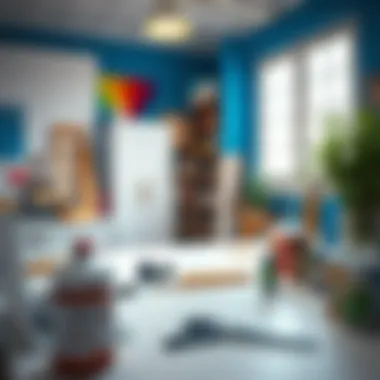 Ideal Workspace for Crafting Plastic Paint A clean workspace set up for crafting plastic paint