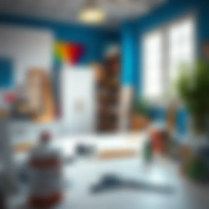 Ideal Workspace for Crafting Plastic Paint A clean workspace set up for crafting plastic paint