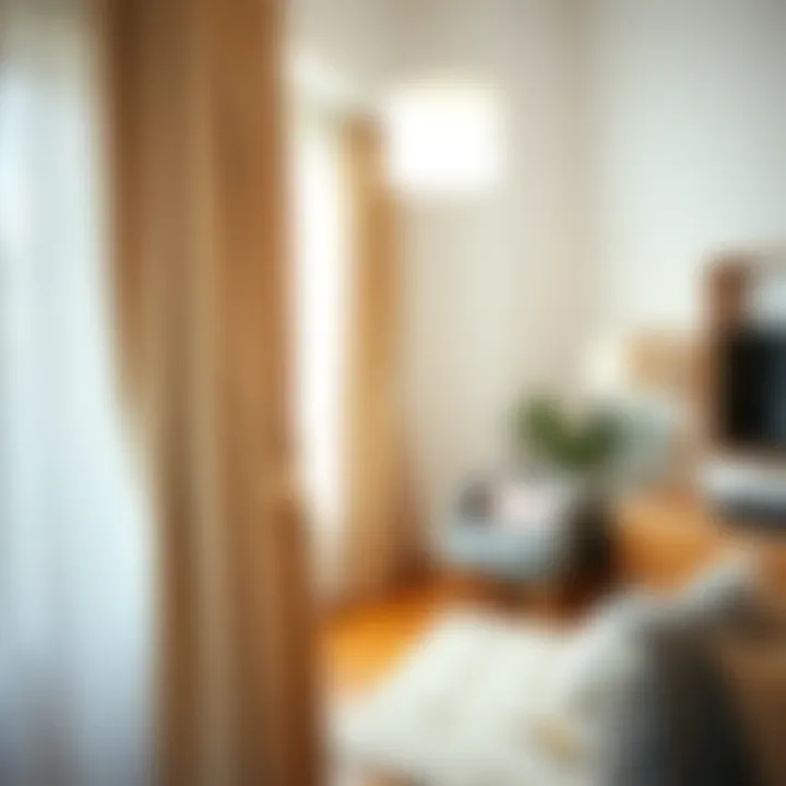 Installation of a curtain rod in a stylish interior