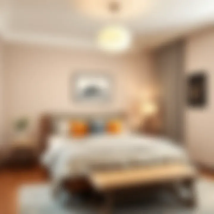 Trendy bedroom with calming color palette