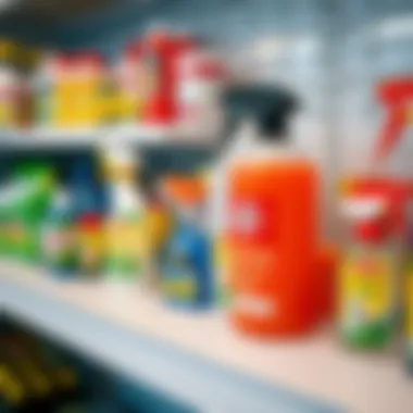 Chemical mosquito control products on a shelf