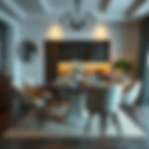 Elegant dining setup featuring a six-person kitchen table