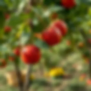A picturesque orchard filled with ripe fruit ready for picking.