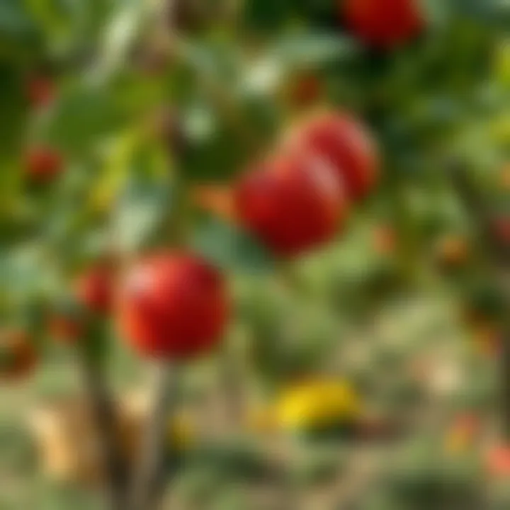 A picturesque orchard filled with ripe fruit ready for picking.