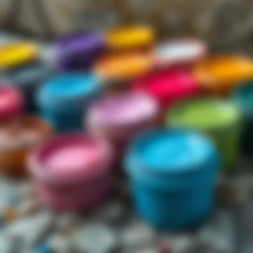 A collection of vibrant paints for stone painting.