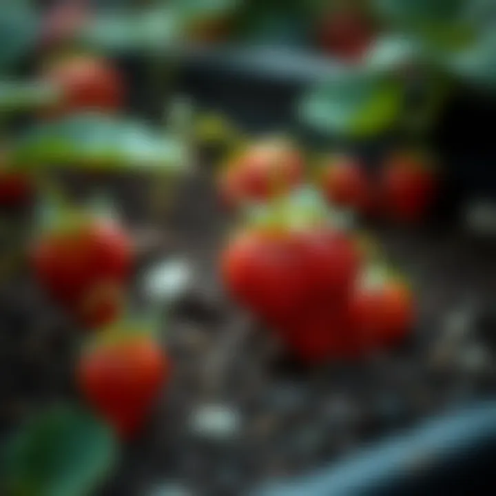 Healthy strawberry seedlings growing