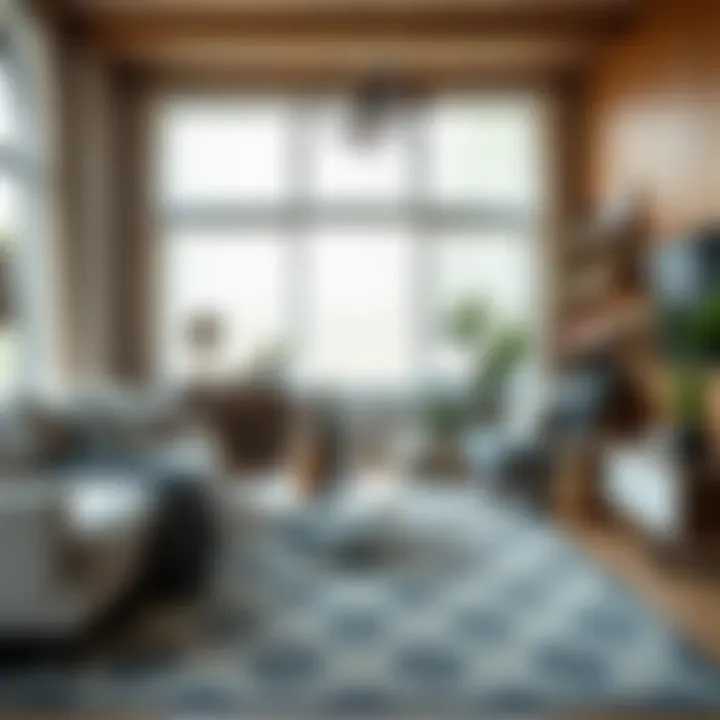 Stylish patterned rug enhancing interior design