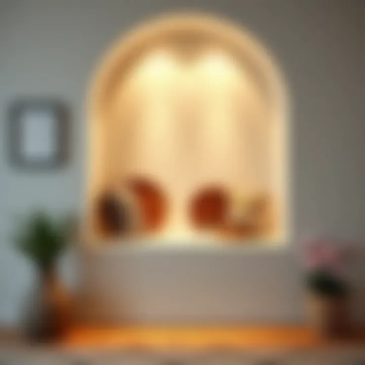 Stylish wall niche with various materials