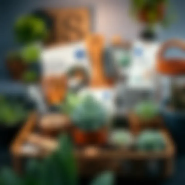 Display of a well-organized succulent care kit including tools and nutrients