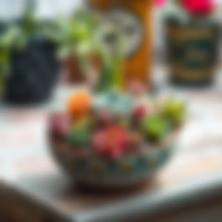 A visually appealing succulent garden arrangement in a decorative pot