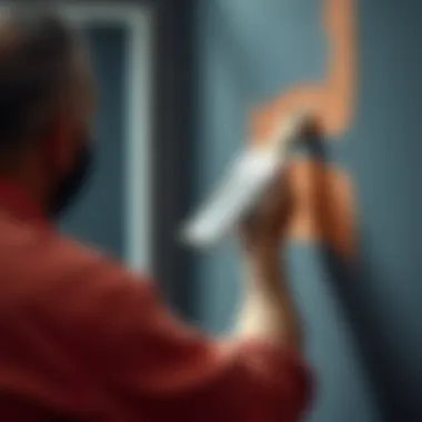 Artistic Brush Application on Sunta Artist skillfully applying paint to a sunta project using a brush