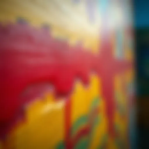 Close-up of a beautifully painted sunta surface with vibrant colors