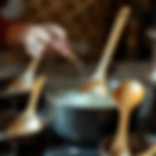 Traditional wooden spoon boiling technique