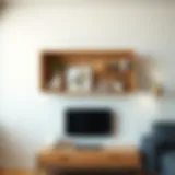 Stylish wall-mounted shelf beside television