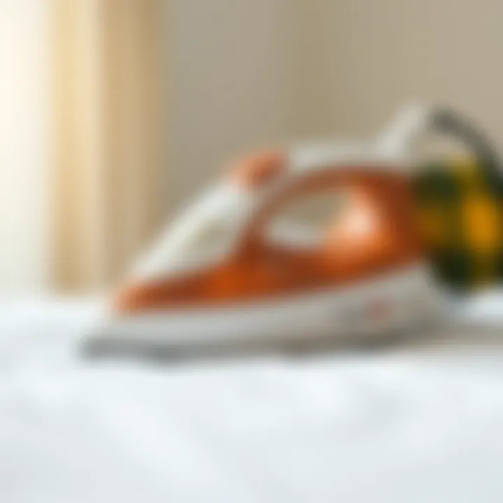 A sparkling clean iron gliding smoothly over a fresh white shirt