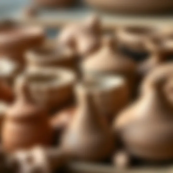 Variety of clay materials used in ceramics
