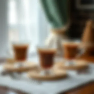 Aesthetic Delight: Presenting Turkish Coffee with Style Elegant presentation of Turkish coffee in ornate cups