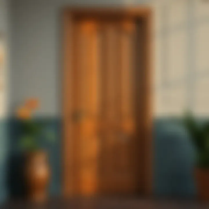 Showcasing Glossy Varnished Door A beautifully varnished door showcasing its glossy finish.