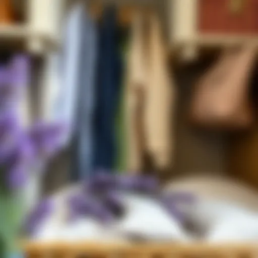A well-organized wardrobe with fresh lavender sachets