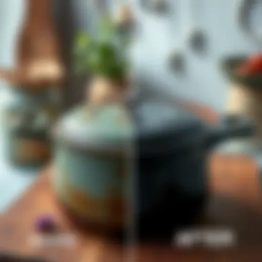 Before and after results of cleaning a burnt pot