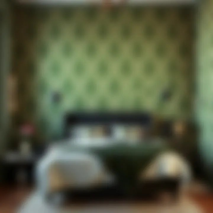 Bold Patterned Wallpaper Bold patterned wallpaper adding character to the bedroom