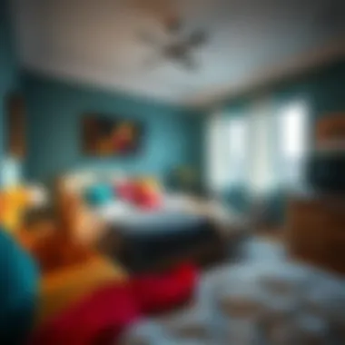 Vibrant color palette for an energetic bedroom