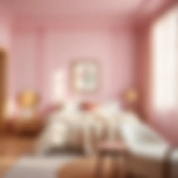 A serene bedroom with calming pastel colors