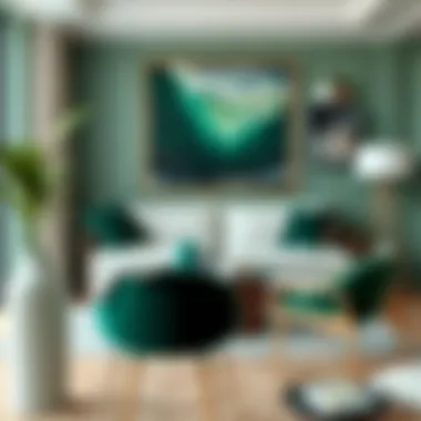 Stylish emerald green decor elements in a contemporary setting