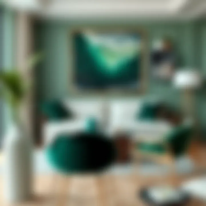 Stylish emerald green decor elements in a contemporary setting