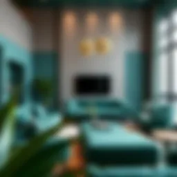 Elegant emerald green living room set showcasing modern design